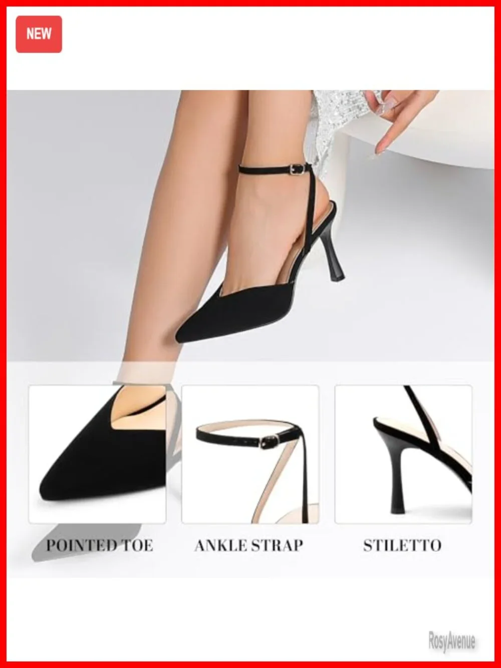 Faux Leather Pointed Toe Kitten Heel Slingback Pumps Women's Dress Shoes
